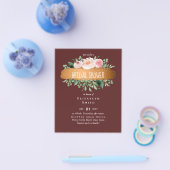 予算ブライダルシャワーブルゴーニュフローラ金ゴールド モダン チラシ (シングル)