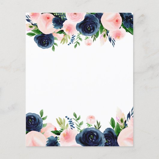 予算ブライダルシャワーブルーピンクフローラ招待状 チラシ (裏面)