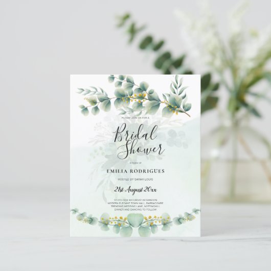 予算ブライダルシャワー招待状の緑葉の (スタンド正面)