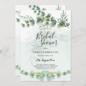 予算ブライダルシャワー招待状の緑葉の 招待状 (正面/裏面)