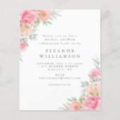 予算ブライダルシャワー招待状ヴィンテージピンクフローラ (正面)