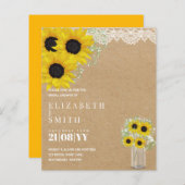 予算ブライダルシャワー招待状素朴ひまわり (正面/裏面)