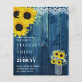 予算ブライダルシャワー招待状素朴ひまわり (正面)