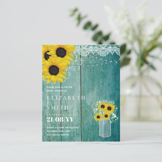 予算ブライダルシャワー招待状素朴ひまわり (スタンド正面)