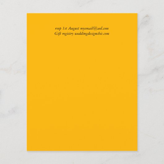 予算ブライダルシャワー招待状素朴ひまわり (裏面)