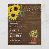 予算ブライダルシャワー招待状素朴ひまわり (正面)
