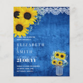 予算ブライダルシャワー招待状素朴ひまわり (正面)