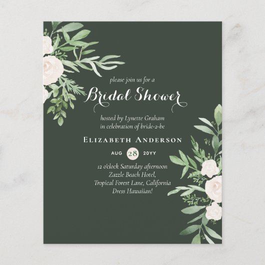 予算ブライダルシャワー招待状葉フローラ (正面)