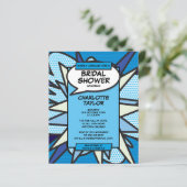 予算ブライダルシャワー漫画ブックブルー招待状 (スタンド正面)