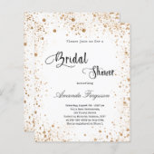 予算ブライダルシャワー白金ゴールドグリッター招待 (正面/裏面)