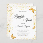 予算ブライダルシャワー白金ゴールド蝶招待状 (正面/裏面)