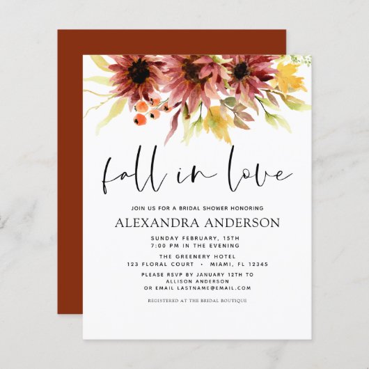 予算ブライダルシャワー秋インラブサンフラワー (正面/裏面)