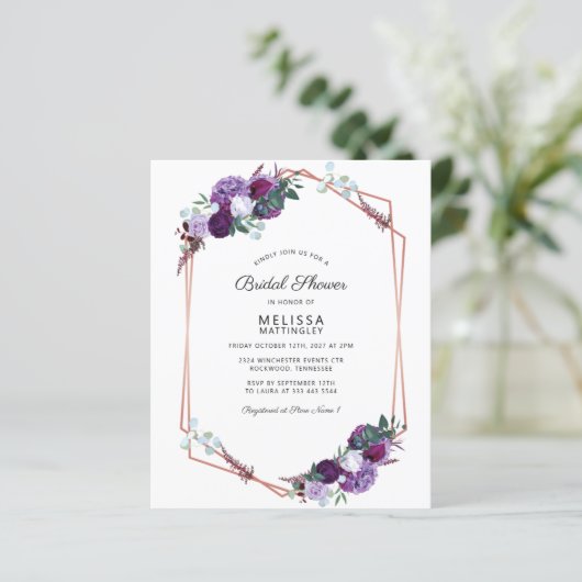 予算ブライダルシャワー紫フローラ幾何学模様 (スタンド正面)