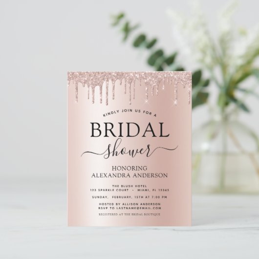 予算ブライダルシャワー赤面ピンクグリッター (スタンド正面)