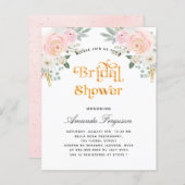 予算ブライダルシャワー赤面ピンクフローラ招待 (正面/裏面)