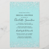 予算ブライダルシャワー銀ティール（緑がかった色）招待状 (正面)