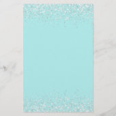 予算ブライダルシャワー銀ティール（緑がかった色）招待状 (裏面)