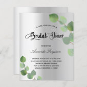 予算ブライダルシャワー銀ユーカリ招待状 (正面/裏面)