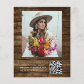 予算ブライダルシャワーQRコード素朴招待状 (裏面)