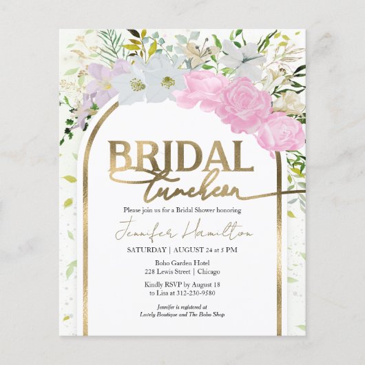 予算ブライダルランチョンブライダルシャワー招待 (正面)