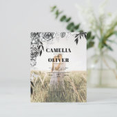 予算ブラックバラフォトオーバーレイ結婚式の招待 (スタンド正面)