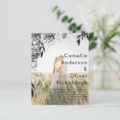 予算ブラックバラフォトオーバーレイ結婚式の招待 (スタンド正面)