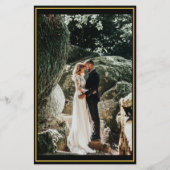 予算ブラック金ゴールド書道フォトウェディング招待 (裏面)