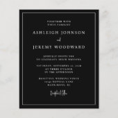 予算ブラックQRコードすべて1つの結婚式招待状 (正面)