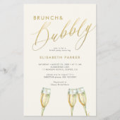 予算ブランチと泡立つブライダルシャワーの招待 チラシ (正面)