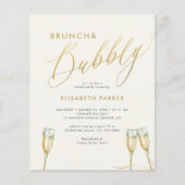 予算ブランチと泡立つブライダルシャワーの招待 チラシ (正面)