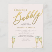 予算ブランチと泡立つブライダルシャワーの招待 チラシ (正面)