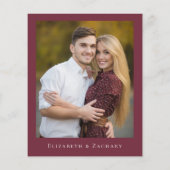 予算ブルゴーニュのワイルドフラワーフォトウェディング招待 (裏面)