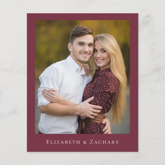 予算ブルゴーニュのワイルドフラワーフォトウェディング招待 (裏面)