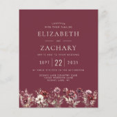 予算ブルゴーニュのワイルドフラワーフォトウェディング招待 (正面)