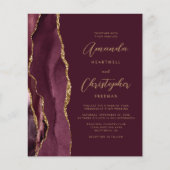 予算ブルゴーニュ金ゴールドアゲートQRコードウェディング招待 (正面)