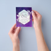 予算プラムパープルフローラ結婚式の招待 チラシ (手)