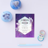 予算プラムパープルフローラ結婚式の招待 チラシ (シングル)