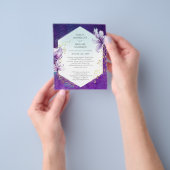 予算プラムパープルフローラ結婚式の招待 チラシ (手)