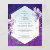 予算プラムパープルフローラ結婚式の招待 チラシ (裏面)