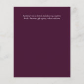 予算プラム開花ジンジャーフローラ結婚式の招待 (裏面)