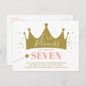 予算プリンセスピンクキッズバースデーパーティー インビテーションポストカード (正面/裏面)