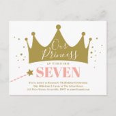 予算プリンセスピンクキッズバースデーパーティー インビテーションポストカード (正面)