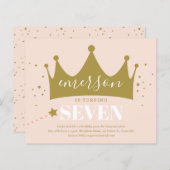 予算プリンセスピンクバースデーパーティーへの招待 (正面/裏面)