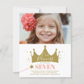 予算プリンセスピンクモダン誕生日招待状 (正面)