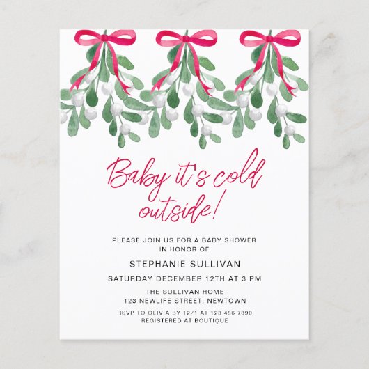 予算ベビーそれが寒い外ベビーシャワー招待状 (正面)