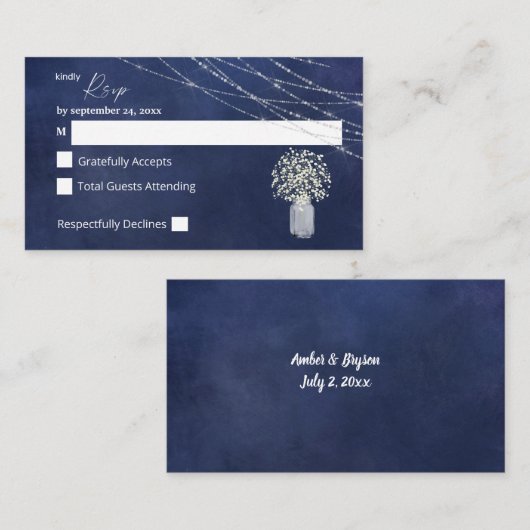 予算ベビーの息、ブルーチョーク2SM食事なしrsvp エンクロージャーカード (正面/裏面)