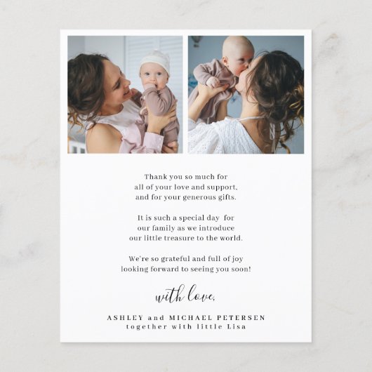 予算ベビーようこそ写真の誕生のお知らせ (裏面)
