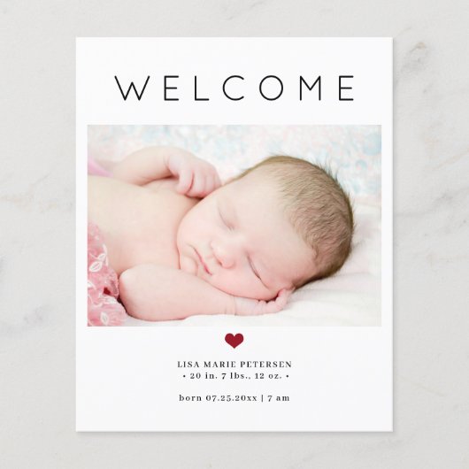 予算ベビーようこそ写真の誕生のお知らせ (正面)