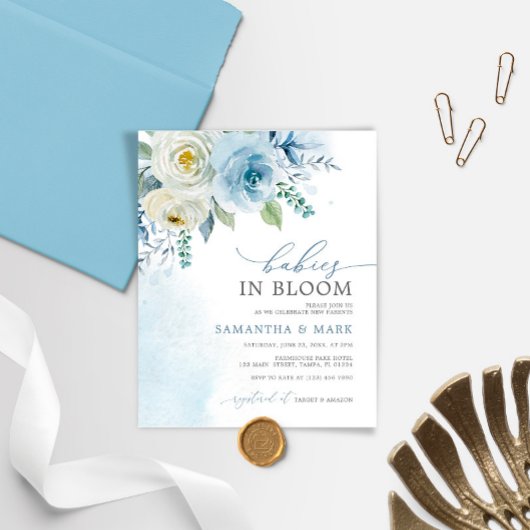 予算ベビーイン開花ツインシャワー招待状