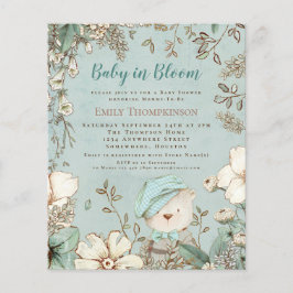 予算ベビーイン開花ベアボーイベビーシャワー招待状
